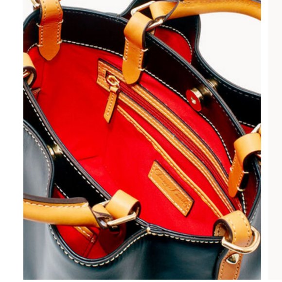 Dooney & Bourke Wexford Leather Small Brenna Black & Tan - Picture 4 of 8